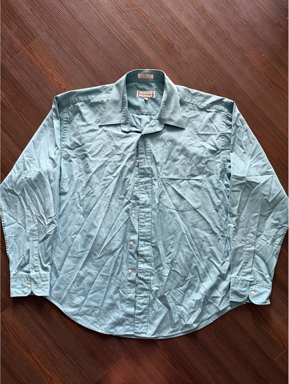 Yves Saint Laurent mens button up turquoise dress shirt XL 17 34-35